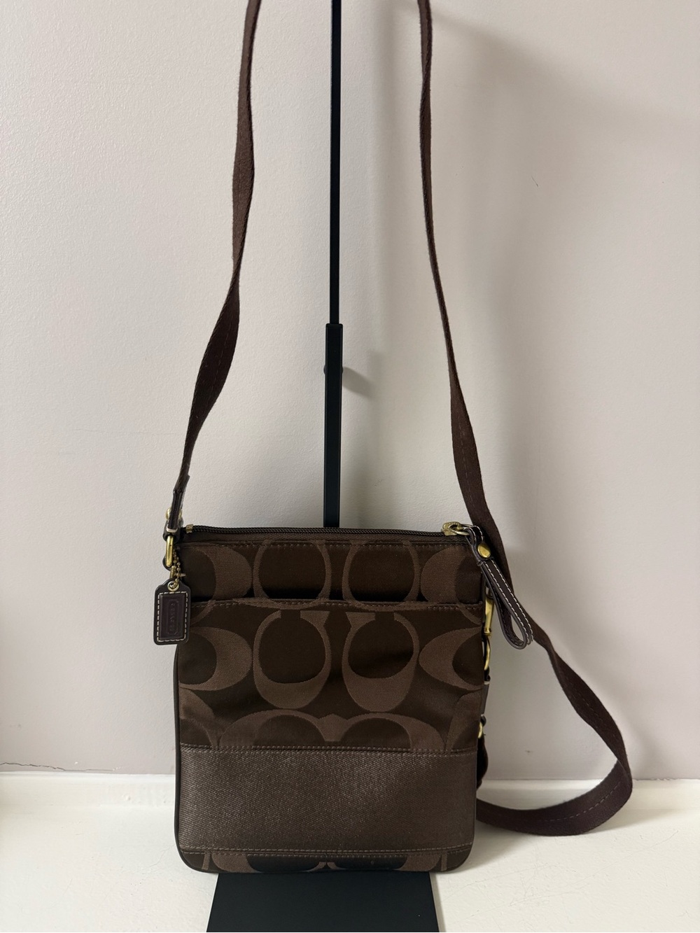 Coach Chocolate Brown Signature Canvas Crossbody!